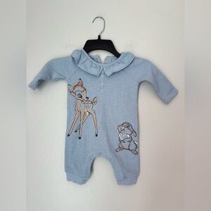 Disney Baby Bambi Textured Blue One Piece- Size 3/6 Months